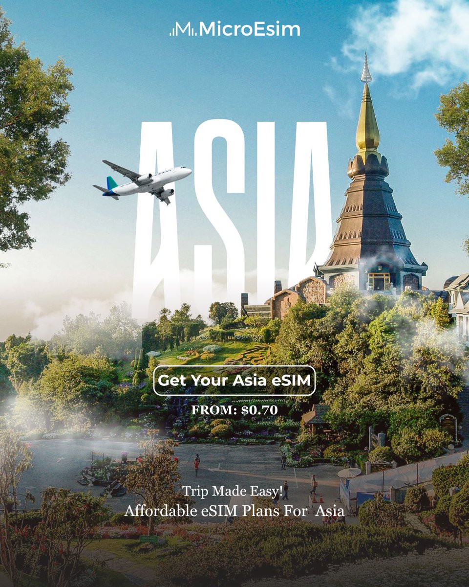 MicroEsim's tweet photo. Travel across Asia without buying local SIM cards. Instant eSIM activation, reliable data, and plans from just $0.70. Stay connected from the moment you land.✈️ https://t.co/h5VhbQyLwz