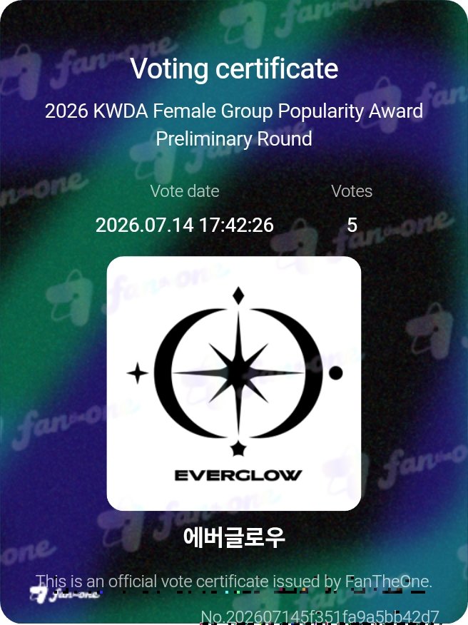 EVERGLOWFB's tweet photo. [Voting] 260714 #EVERGLOW and #SIHYEON have been nominated for 2026 KWDA Female Group Popularity Award and Female Solo Popularity Award (Preliminary)

🎯: Top 30 to advance
📅 Deadline : 
[Female Group] ~ 2026.07.22 23:59 (KST)
[Female Solo] ~ 2026.07.21 23:59 (KST)

📱Download FANTHEONE app:
https://t.co/wMpZIGHg6J

#에버글로우 #エバグロ @everglow_offcl