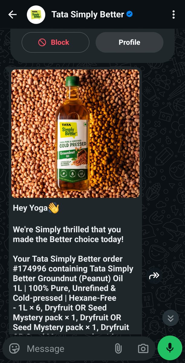 yogatheruler's tweet photo. Since my paid UPI order on July 9th (Order ID #174996) for SIX (6) bottles of Groundnut Oil, I have received ZERO communication. I have been calling &amp; emailing daily since the 9th with absolutely no response, no ETA,no resolution. @TATASimplyBeter @TataCompanies @jagograhakjago https://t.co/Gzc6aTeL28