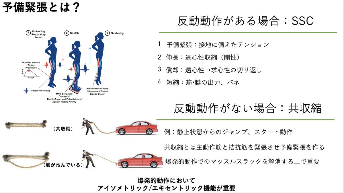 exercise_medi19's tweet photo. 素早く動く/一歩目を速くするには
筋スラック（たるみ）を減らすのが重要で

SSC（stiffness）を高めるのと
共収縮で予備緊張を作り爆発的に動く

競技特異的なトレーニングの土台には
プライオメトリックがあってその土台にはストレングスがあるのかなと https://t.co/MZwQWsPxm7