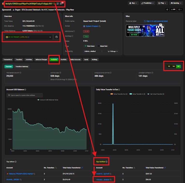 stanislavieriko's tweet photo. as the $TRUMPCOIN went crazy 

F4GpAFr6vrxU3Y887F3XWkXRgybCVjZNk63m72f6pump

Dude, this is actually insane. A while ago I found this $BARRON coin that was really deployed from a wallet very closely connected to the Trump deployer!

It’s from the top outflow wallet of the Trump deployer, funded from the wallet that deployed Barron!

Even crazier, the $BARRON coin has a website https://t.co/FdxRLLEKxJ that said the CA is TBA (to be announced), but now the website has been taken down.

And the UI and interface are exactly the same as Melania’s website!
What the hell is this?

6wxJJk71arn9PkRCgvRGCxLkWuGNjXxu8K8KSqFmpump