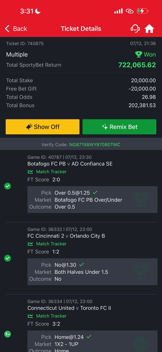 FoluboiNg's tweet photo. In space of two days ! Sportybet gave me this . 

I appreciate it.  The only punter that’s a professor of 20 odds ! 

Get in to my verified channel 👉🏿 https://t.co/7Rw1hpjFgF https://t.co/MA5OzoYQ3r