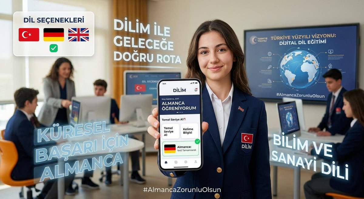wwerkim's tweet photo. Sayın Bakanım, yerli ve milli yapay zekâ altyapısıyla geliştirilen "DİLİM" platformu, gençlerimizin yaz tatilini verimli geçirmesi adına harika bir adım olmuş. Emeği geçen herkesi tebrik ederim. 📱✨
​Bir eğitimci olarak uygulamayı hemen indirip deneyimledim. Dil bilincini bu denli interaktif ve güvenli bir dijital ortamda desteklemek çok kıymetli. Geliştirme süreçlerinde, küresel sanayi ve bilim dünyasının ana dili olan Almancanın da en kısa sürede sisteme entegre edilmesini sabırsızlıkla bekliyoruz. #AlmancaZorunluOlsun