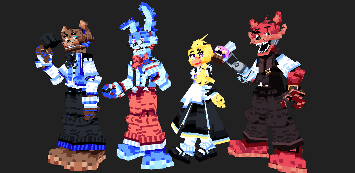 PixellRin's tweet photo. the gang
(1/3)
#FNAF #modelbench #3Dmodelling #minecraft https://t.co/leQ1ff6E8B