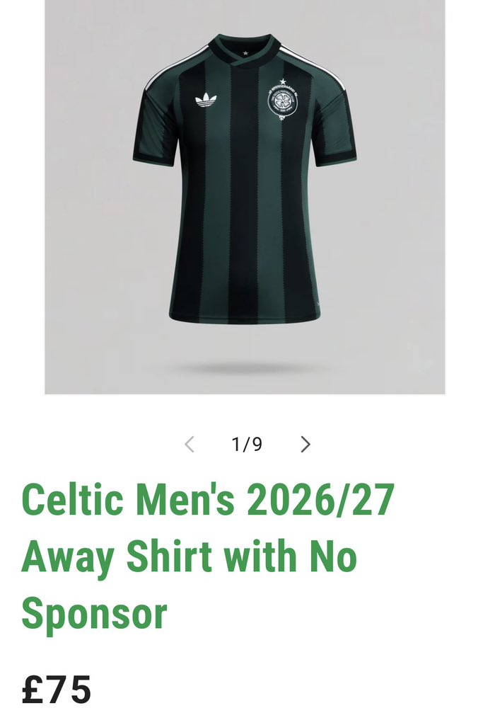 ChatShirt's tweet photo. As ever, giant round of applause for Celtic offering sponsor free versions of their shirts … much better without that terrible gambling sponsor isn’t it? https://t.co/eGjveQ0r3z