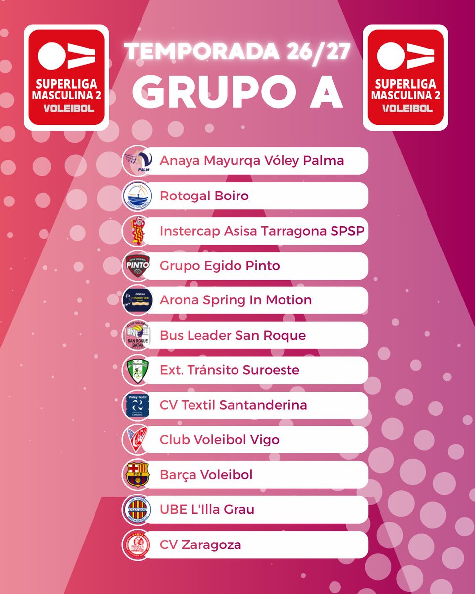 RFEVB's tweet photo. ¡Ya tenemos el calendario para la Superliga Masculina 2 de la temporada 26/27!

🗓️Empezamos el 3 de octubre

👑Copa Príncipe: 8-10 de enero de 2027

📈Fase Final: 15-18 de abril de 2027

Consulta toda la información aquí: https://t.co/BAxjhvu8AL https://t.co/5gW7Ec8JV3