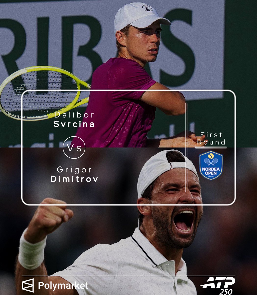 ellijahhqq's tweet photo. Tennis 🎾
ATP 250 Bastad 🇸🇪
🇨🇿 Dalibor Svrcina vs Grigor Dimitrov 🇧🇬
Odds on @Polymarket
Guess: Set Handicaps +1.5 Svrcina (61¢)

Dimitrov won't have an easy time on the clay after such a big game on grass, so there will be an advantage for Svrcina https://t.co/FAiJIaiEAr
