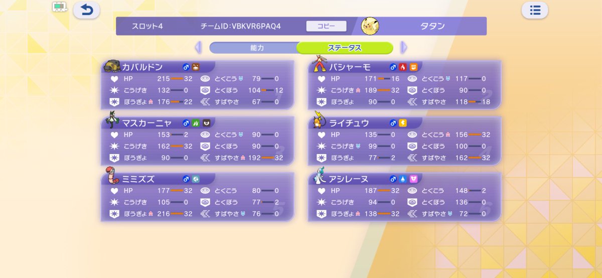 kasu_game's tweet photo. ミミズズライチュウY

マスター中位帯くらいまでならガブもカバルドンもカモれてすごいです

ライチュウで突破できない壁構築やバナ、メガニウム等は確定急所バシャで破壊💥

VBKVR6PAQ4

#タタンの三流デッキ https://t.co/IxfwwtfN1l