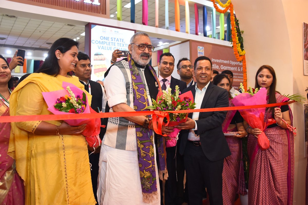 IndustriesBihar's tweet photo. Bihar shines at Bharat Tex 2026!  

Hon'ble Union Minister of Textiles Shri Giriraj Singh @girirajsinghbjp, inaugurated BharatTex 2026 today at Bharat Mandapam, New Delhi, marking the beginning of four days of innovation, collaboration and global textile excellence.

As the Partner State, Bihar marked its strong presence with the inauguration of the Bihar Pavilion by Hon'ble Union Minister of Textiles Shri Giriraj Singh and Hon'ble Industries Minister Ms. Shreyasi Singh @_ShreyasiSingh, in the presence of Shri Kundan Kumar (@kundan_ias), Secretary, Department of Industries, Government of Bihar, Shri Manoj kumar singh, Resident Commissioner, Bihar Bhawan, Dr. Bidya Nand Singh, Directorate of Handloom and Sericulture and Shri Mukul Kumar Gupta, Director, Department of Industries, Government of Bihar.

The Bihar Pavilion features leading exhibitors from across the state, including SAVI Global, Gramin Khadi Gramodyog Vikas Sangh, Gopalan Silk, Eco Tasar Silk Pvt. Ltd., High Spirit Commercial Ventures Pvt. Ltd. (HSCVPL), New Zeel Fashion Wear Pvt. Ltd., Earthomadic Foundation, Competence Exports Pvt. Ltd., NIFT Patna, Modelama Group, alongside live demonstrations of Madhubani and Tikuli painting by master artists Kumari Nalini Shah & Arundhati Mahato.

Visit us : 
📅 14–17 July 2026
📍 Hall No. 11, Stall A4
Bharat Mandapam, Pragati Maidan, New Delhi

@PMOIndia @PiyushGoyal @CimGOI @GovernorBihar @samrat4bjp @_ShreyasiSingh @officecmbihar @kundan_ias @PTI_News @ddnewsBihar @PIB_India @DoC_GoI @investindia @BiharIndustries @BiharCabinet @investBihar @bihar_rc @ficci_india @bimcgl @BSPCBOfficial @idabihar @startup_bihar @BiharIndustries @FollowCII @girirajsinghbjp @TexMinIndia @ITPODesk @Bharat_tex