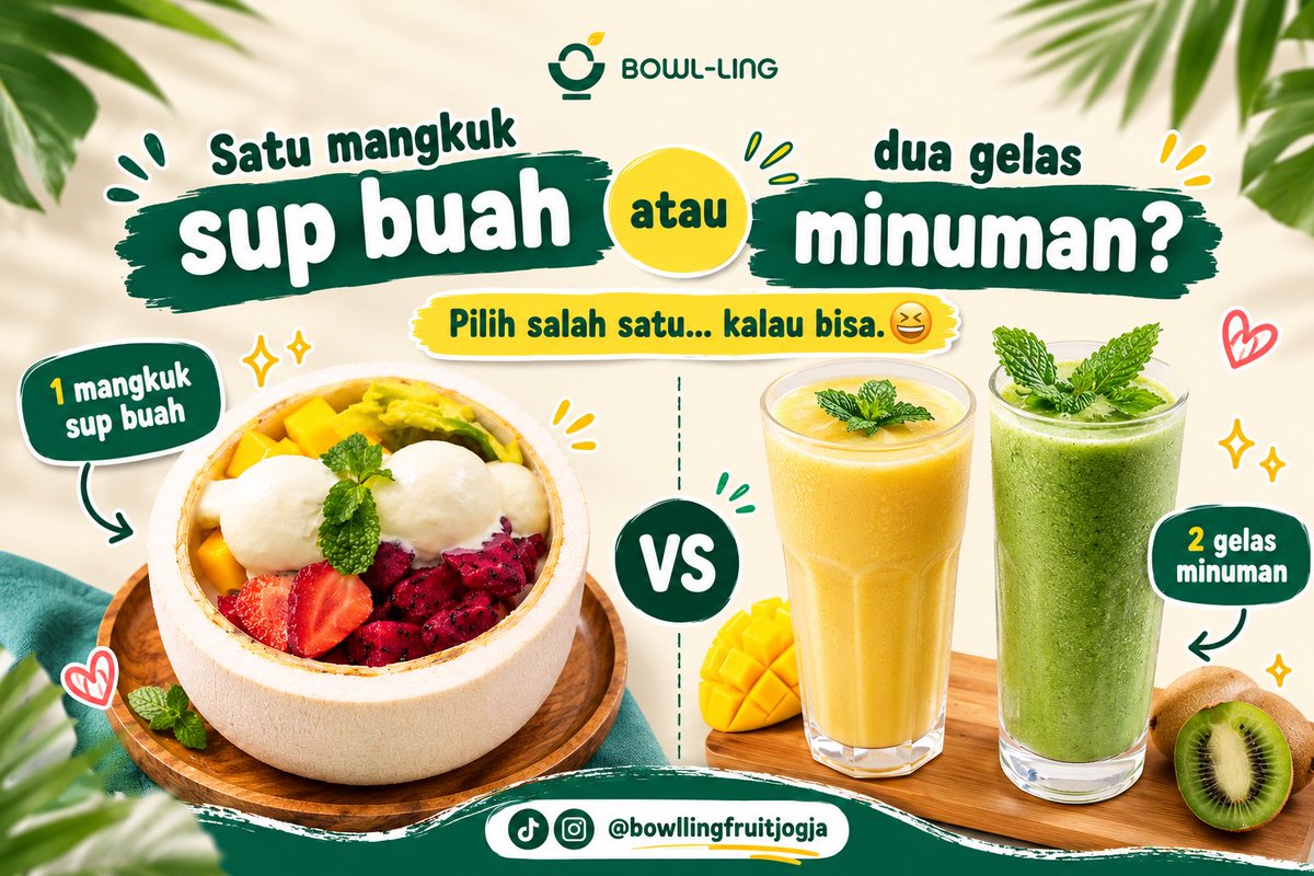 bowllingfruit's tweet photo. kalian pilih 1 sup buah atau 2 gelas smoothies?🙄 https://t.co/sJ3jr1kAav