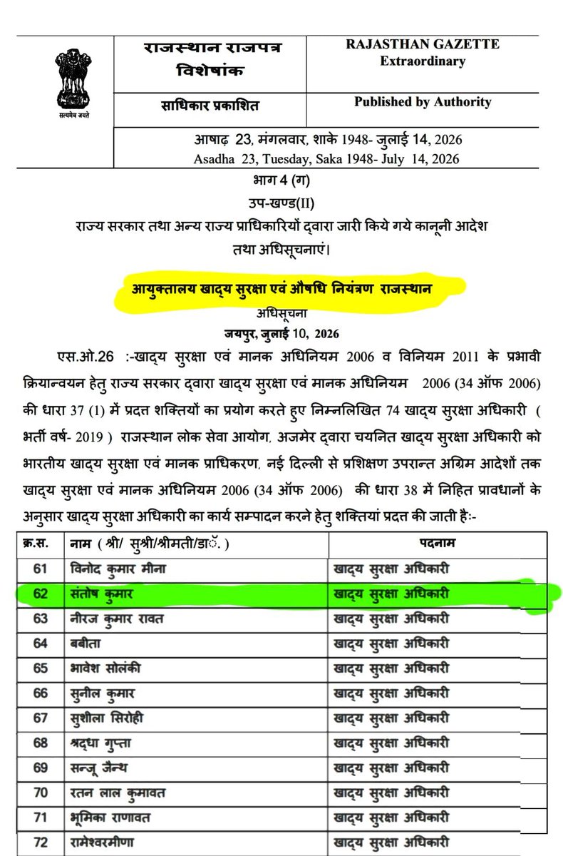 SantoshBishnoi_'s tweet photo. आखिर आज  ! ... ज्वाइनिंग के सात महीने बाद  राजपत्र अधिसूचना जारी 👍 https://t.co/xVV8rMT8aE