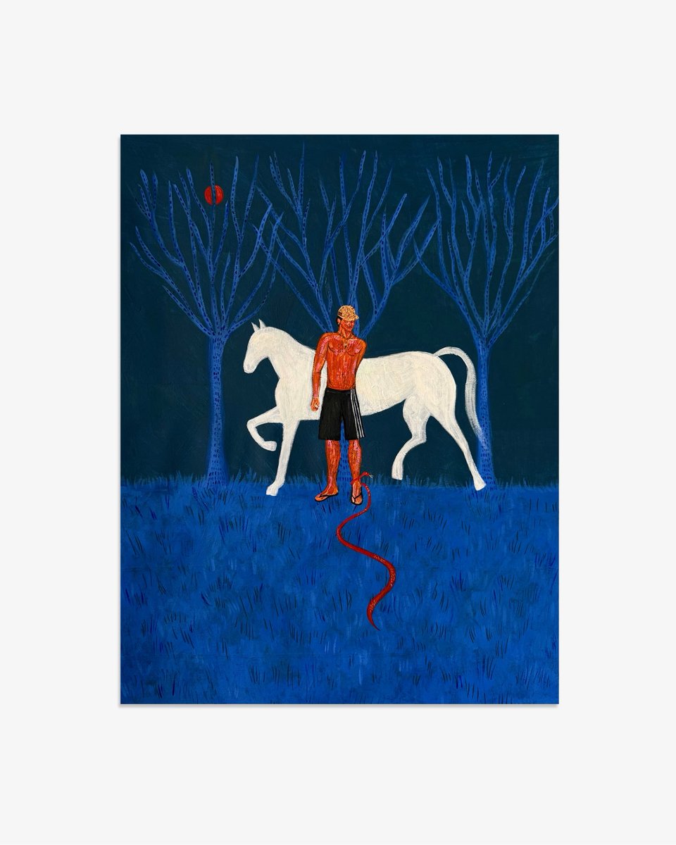 eliechammaa's tweet photo. Le cheval et le serpent 🐎🐍 
70x90cm
Acrylic on primed canvas 
2026 https://t.co/pYVoJ6JSEO