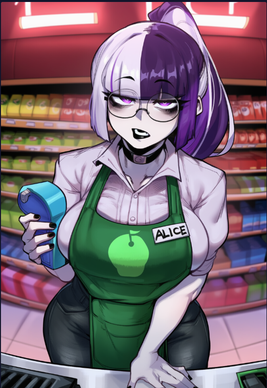 Queen_Discordia's tweet photo. Same person btw.

Not even a Abyssal Queen is safe from working in a 24/7 in a store. https://t.co/6EqQaBPLxr