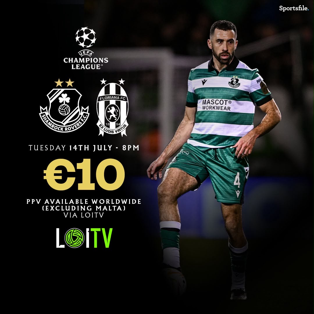ShamrockRovers's tweet photo. 💻 Tonight's Champions League Qualifier is available to stream live on LOI TV, with kick off set for 8pm

🌎 Accessible worldwide excluding Malta

🎙️ Con Murphy &amp; Barry Murphy on commentary

🎟 Stream passes are available for €10

🔗 https://t.co/1Kbt6114CZ

#RoversInEurope https://t.co/REL0QwSUDj