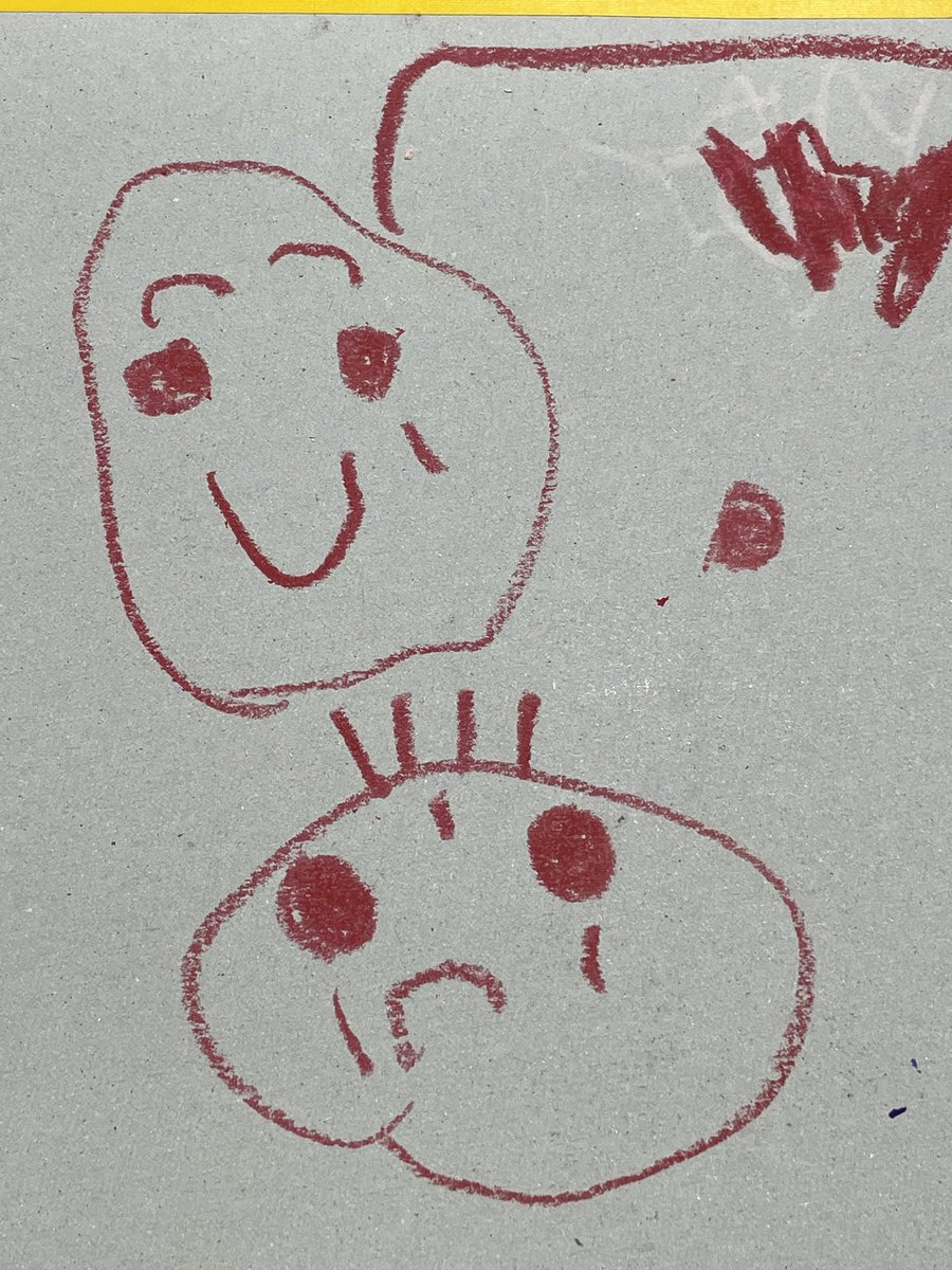 sn00205's tweet photo. 子が描く謎キャラクターが可愛いので、ぞうりに彫ろうかな☺️ https://t.co/n8ShPapefx