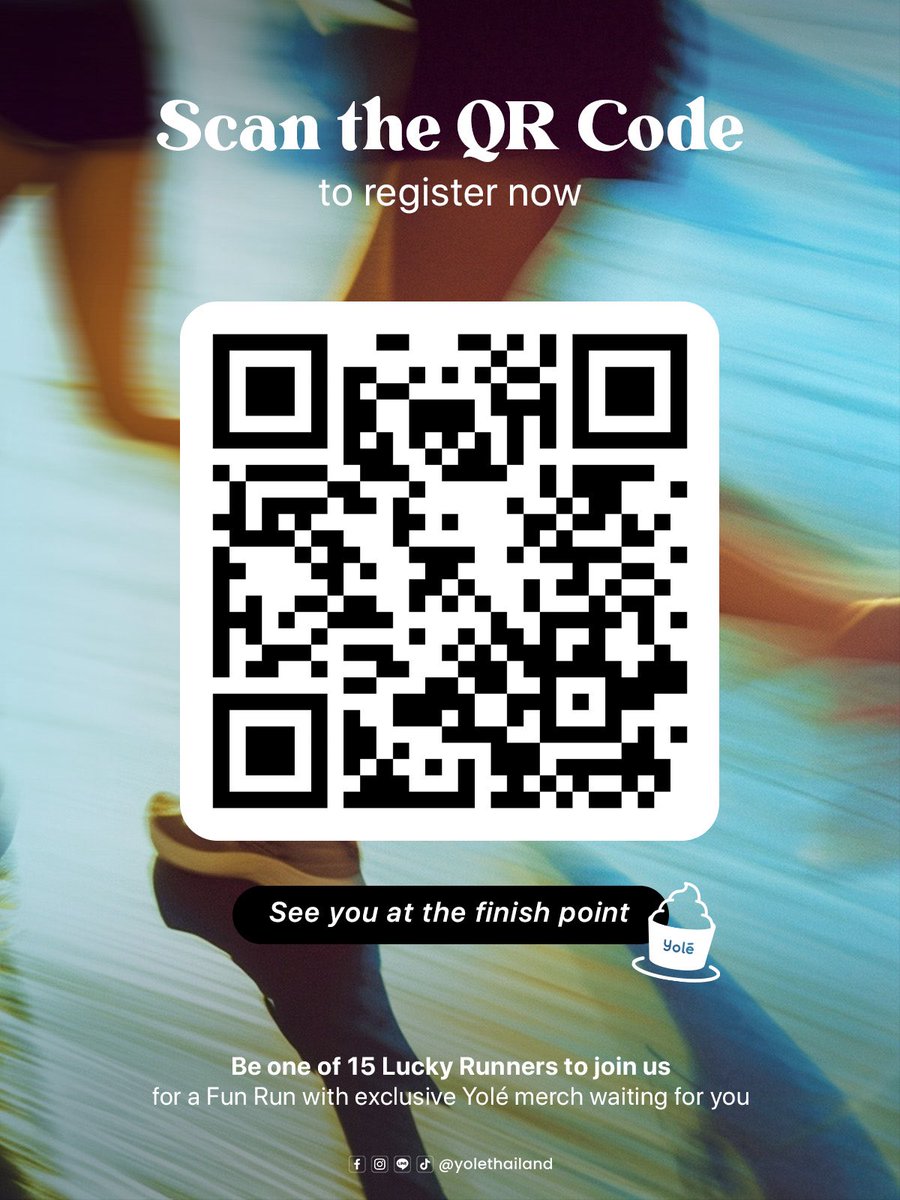 yolethailand's tweet photo. Yolé × Two Thunder Run Club🩵⚡️

Fun Run ครั้งแรกของโยเล่‼️🏃🏻‍♂️

สแกน QR code แล้วรอลุ้นเป็น 15 Lucky Runner ได้เลย!

📍Cubic Emsphere- Benjakitti Park
📅 21 July 2026 | 6 PM

The coolest way to finish a run starts here💥

#yolethailand #yoleicecream #zerosugaradded #runclub #โยเล่ https://t.co/Giu6hPex6R