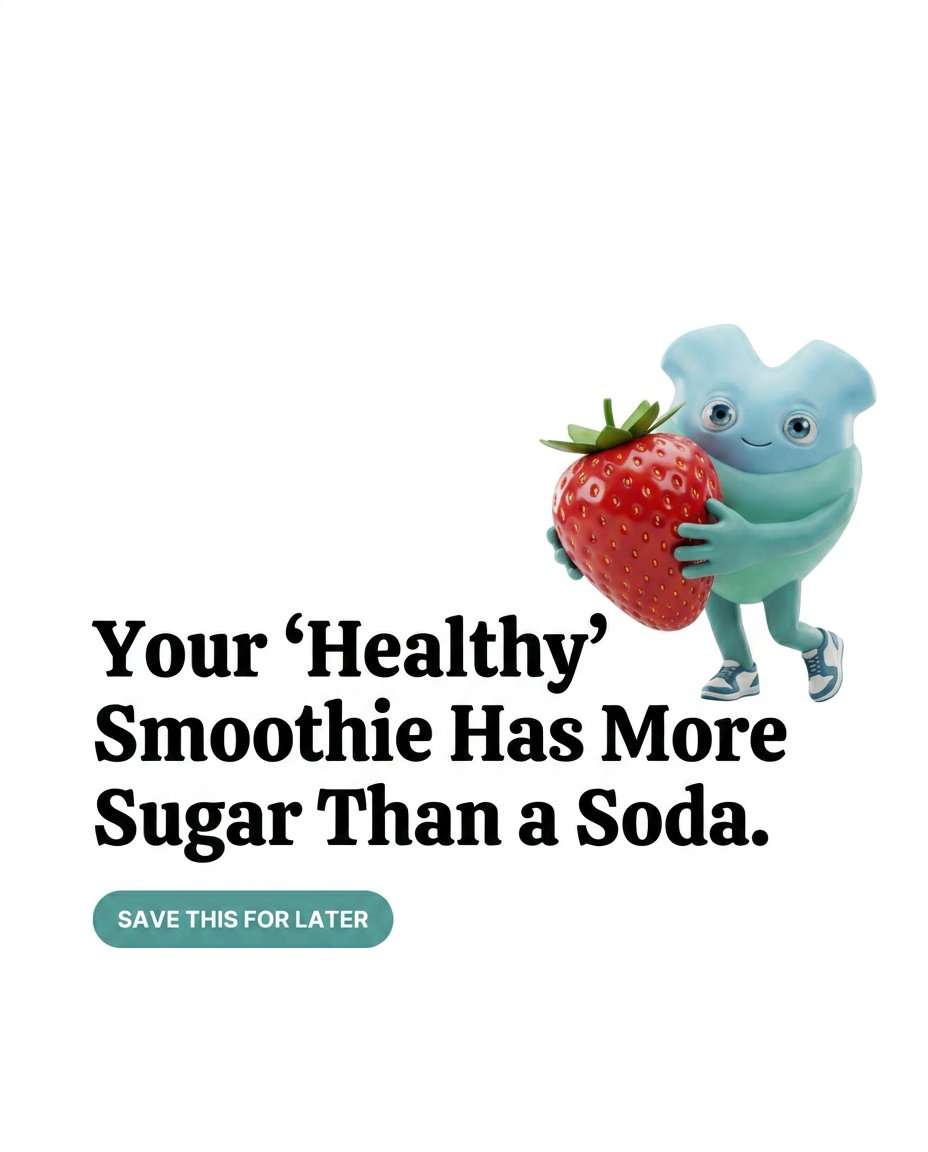 cubyapp's tweet photo. Think that green smoothie is helping your goals? It might have more sugar than a soda. Liquid calories add up fast without providing fullness. See the real numbers behind your blend with Cuby’s AI Photo Log. Download at the link in our bio. https://t.co/G7y651Muvn