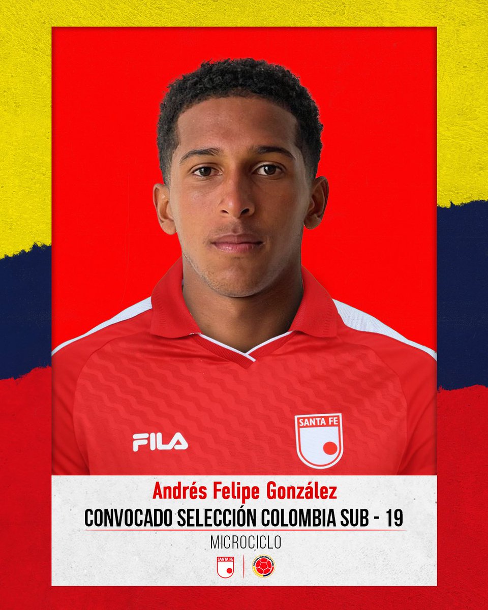 SantaFe's tweet photo. Nuestro volante Andrés Felipe González 🦁 fue convocado a la @FCFSeleccionCol 🇨🇴 Sub-19, y hará parte del microciclo de preparación en Barranquilla, previo a los Juegos Sudamericanos y Centroamericanos del Caribe 2026. https://t.co/n8zFEVrZ1x