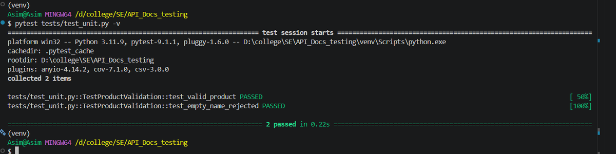 Asimmmm06's tweet photo. #LSPPDay44
Today I learned fastAPI:
- performed unit testing using Pydantic
- run test with coverage using Pytest-cov
@lftechnology
#60DaysOfLearning2026 #LearningWithLeapfrog https://t.co/4tOkVqcUqx