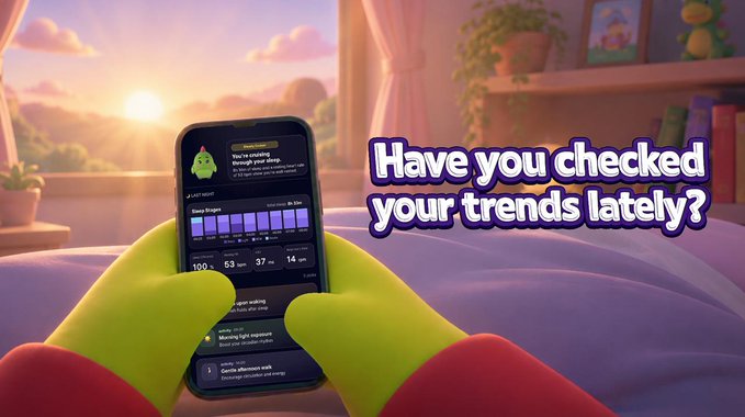 DBooombay's tweet photo. 🦖 Dino's been using the Sleep Coach at @Sleepagotchi.

Better sleep. More energy. Smarter recovery.

The best part? Seeing your progress improve over time.

Have you checked your trends lately? 📈 https://t.co/9TaGc4lW8H