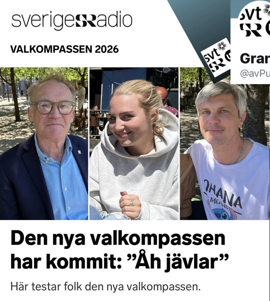 avPublicService's tweet photo. Full vänsterpott när opartiska @SverigesRadio gör valkompass med ”folk på stan” – Två fick Socialdemokraterna, två Centerpartiet och en fick Vänsterpartiet – Grattis #SR HÖGSTA BETYG: 5 av 5 Mao 🇨🇳🇨🇳🇨🇳🇨🇳🇨🇳 #Val2026

@SverigesRadio #journalistik SR: Valkompassen är här: ”Åh jävlar https://t.co/sffEsdf1Qb
