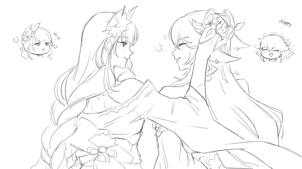 TChauu26's tweet photo. Cài hoa lên tóc nàng 🩷
Repost with clean sketch 🥰
#eimiko #raidenei #yaemiko https://t.co/JAsuTPEVA6