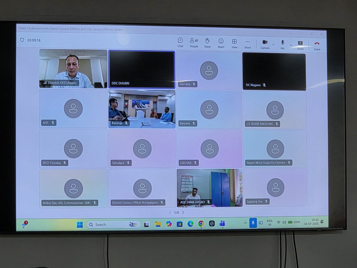 CensusAssam's tweet photo. A virtual Meeting under the Chairmanship of Sh. Biswajit Pegu, IAS, Director with all the 35 District Census Officers and 3 City Census Officers in presence of Sr. Officers of GAD, Govt of Assam was held today to review the preparedness for Census 2027. 
#Census2027 #Assam #mha https://t.co/vWgExvvUt1