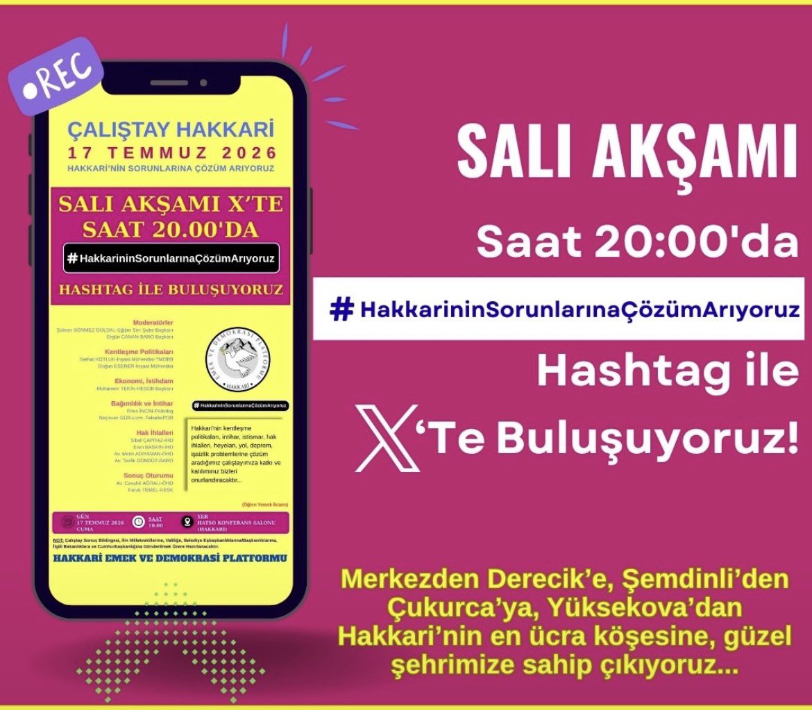 tahirtknlp42's tweet photo. 17 Temmuz'da Hakkari Ticaret ve Sanayi Odası Konferans Salonu'nda gerçekleştirilecek çalıştayda  kentin temel sorunlarının ele alınması, çözüm önerilerinin tartışılması ve için tüm halkımızı ve sivil toplum örgütleri davetlidir https://t.co/kWQZU4k9jx