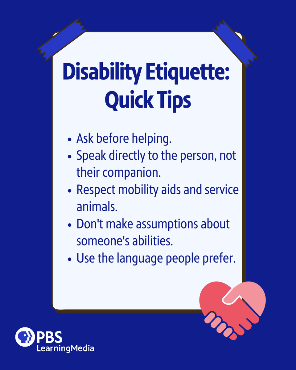 pbsteachers's tweet photo. This Disability Pride Month, remember: inclusion starts with respect. Small actions and thoughtful communication can help create a more welcoming community for everyone. https://t.co/ksttAudoVF