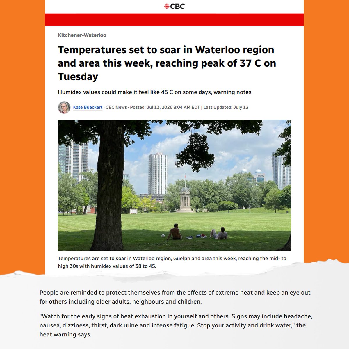 CFifeKW's tweet photo. If you need to cool down during this extreme heat, city facilities are open to the public.

Waterloo City Hall: M-F, 8am-6pm
RIM Park Manulife Sportsplex: daily 6 am - midnight
Waterloo Memorial Rec Complex: daily 6am - 11pm
Albert McCormick Community Centre: daily 10am - 6pm https://t.co/hwqxS3iEiP