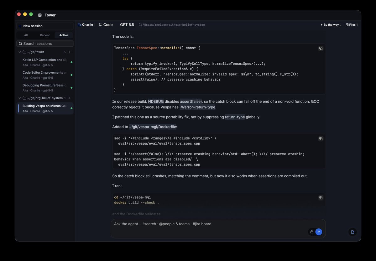 wabzqem's tweet photo. I’ve been hobby-experimenting with Rovo Dev CLI in ACP mode (super integration friendly) to see how the dev experience can be pushed. Built a native GUI in Rust with GPUI; super smooth and brings all your Atlassian context directly into a desktop UI.

I’ve always been a CLI person but for some reason prefer desktop apps for agent interaction.. what do you prefer?
