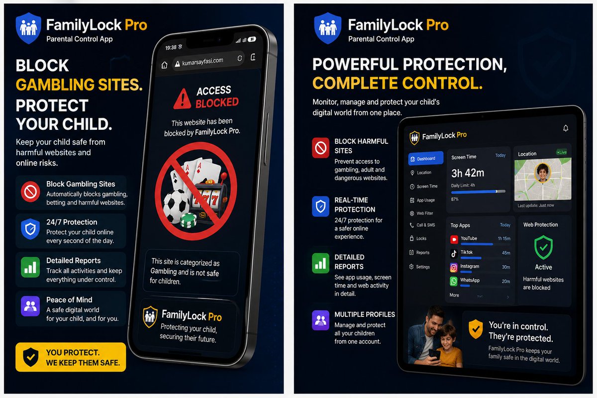 trabjantin's tweet photo. 🛡️ Çocuğunuz Dijital Dünyada Güvende Olsun!
İnternet her zaman güvenli olmayabilir. FamilyLock Pro ile çocuklarınızı zararlı içeriklerden koruyun
✅ Kumar ve bahis sitelerini engelleyin
✅ Zararlı web sitelerine erişimi durdurun
✅ Ekran süresini yönetin
https://t.co/sEyFnlNZKO https://t.co/yIml6tdS2E