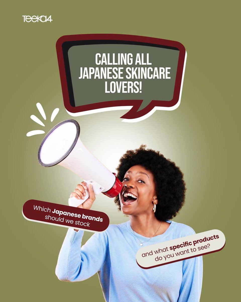 shopwitteeka4's tweet photo. Hey Teeclans 💚, we are calling All Japanese Skincare Lovers!

We've been getting lots of requests for Japanese skincare, and we'd love to hear your thoughts!

✨ Which Japanese brands should we stock, and what specific products do you want to see?

Drop your suggestions in the comments, your feedback will help us stock what you truly want! 💙

#teeka4 #bestskincarevendornigeria #authenticskincarestorenigeria #nigerianskincaredistributor