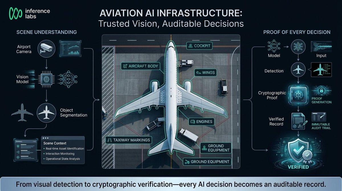 thomas_1073's tweet photo. Computer vision can identify aircraft, engines, wings, cockpit, and runway markings in a single frame.

The next step is verifiable AI.

Sertn binds every detection to the model, input, output, and a cryptographic proof bringing trust to aviation AI. https://t.co/x8luW6akO7