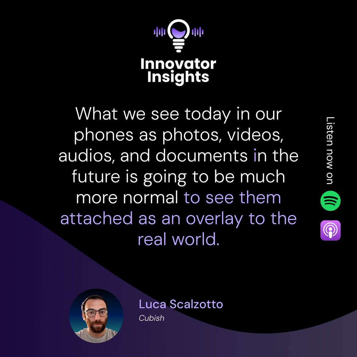 GATlabs_'s tweet photo. 💡 "We're not making the person go to the information; the information comes to the user."  

That's the vision behind the spatial internet.  
In this episode of #InnovatorInsightsPodcast, we talk about the future of location-based technology, innovation, and the mindset required to build products that shape tomorrow. 

📷 Tune in now and join the conversation.

YouTube: https://t.co/oiuEtC549R
Spotify: https://t.co/4JlOEOx7gp
Apple: https://t.co/D6iK5X0ZYP