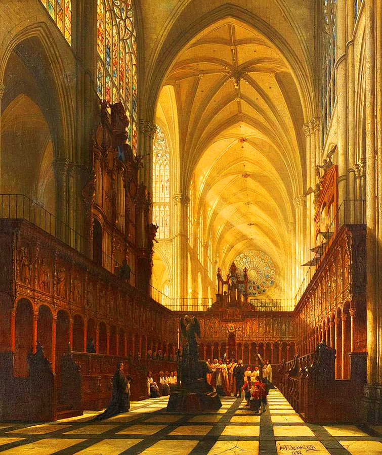 DreamlinerCo's tweet photo. Santa María Cathedral in Toledo, by Joseph Maswiens (1858) https://t.co/SkrSmzByY1