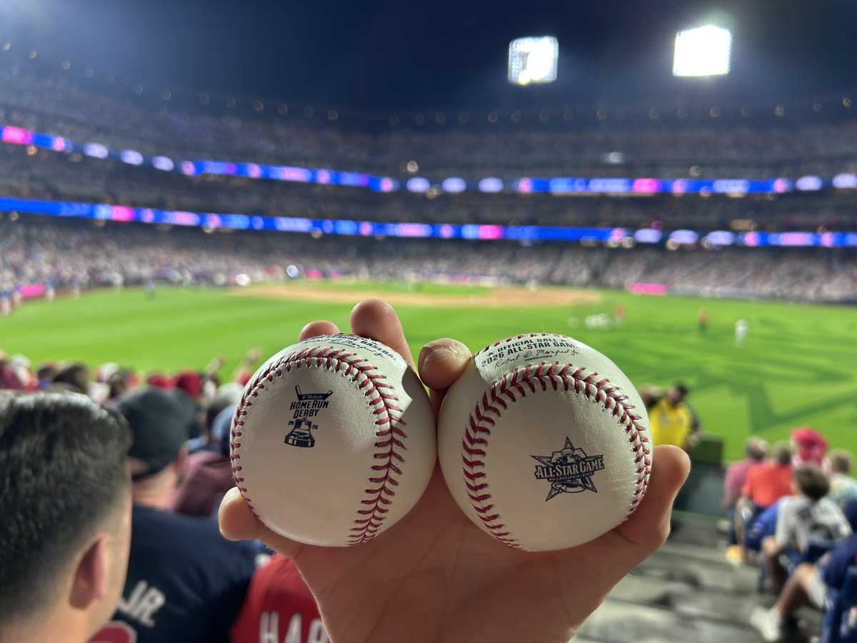 jr_briggs's tweet photo. As a baseball fan, attending last night's MLB's Home Run Derby in my home ballpark was an unbelievable experience, thanks to the kindness of friends.

It was a beautiful night, the atmosphere was electric, the seats were amazing (right field, 7 rows back), there was a ton of action (131 total HRs), spent time with good friends, and watched the competition go down to the final swing (bummer for Schwarbs, but hats off to Jordan Walker. He deserved it.)

We didn't catch any balls, but a fan three seats down did, as well as my friend sitting two rows behind me (who caught two of them and let me take a pic).
What a fantastic experience. 

Can't wait to watch the All Star Game tonight.