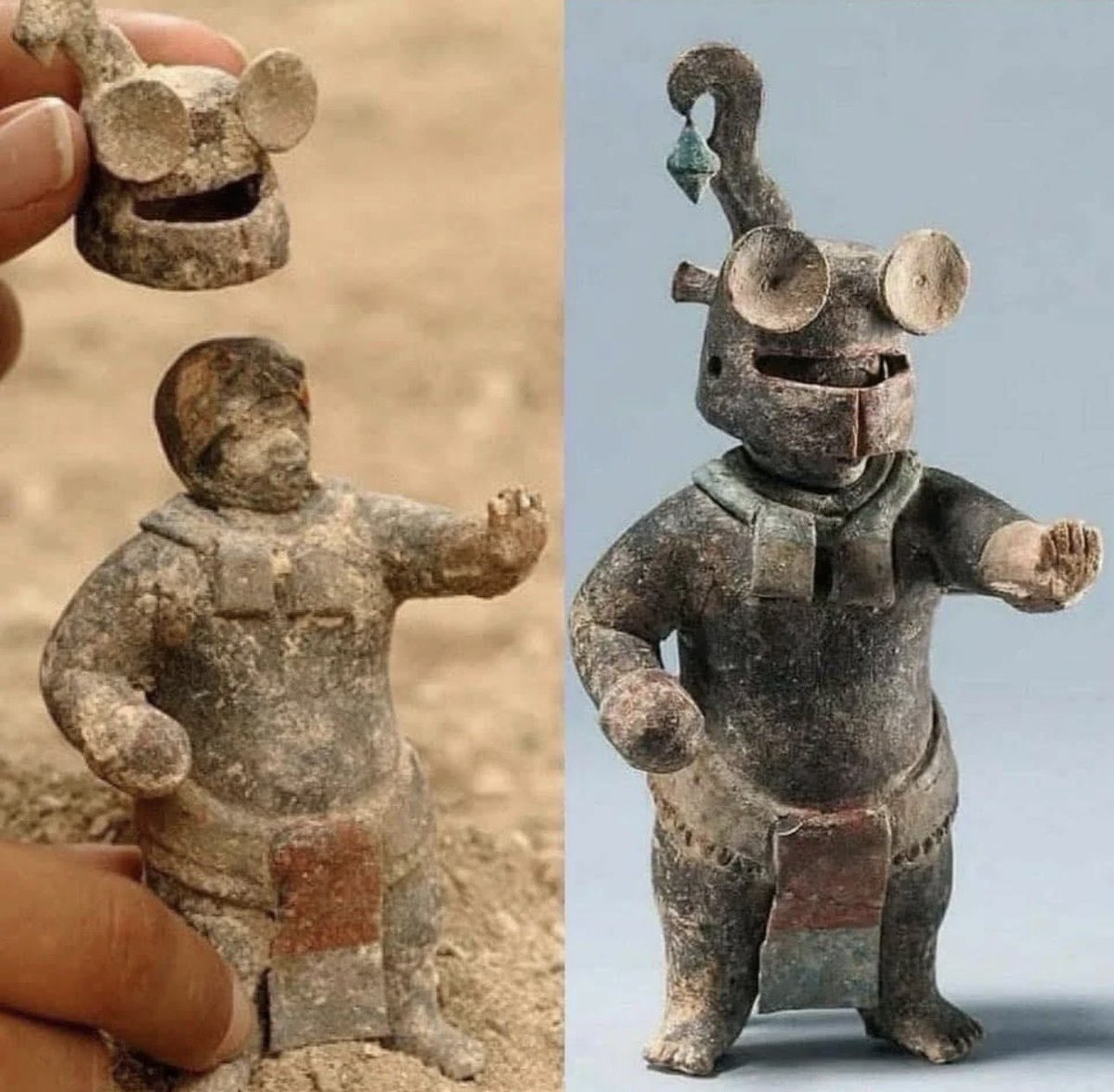 pmamtraveller's tweet photo. 1500 year old ceramic Mayan figure with removable helmet https://t.co/hbYy6kd1nt