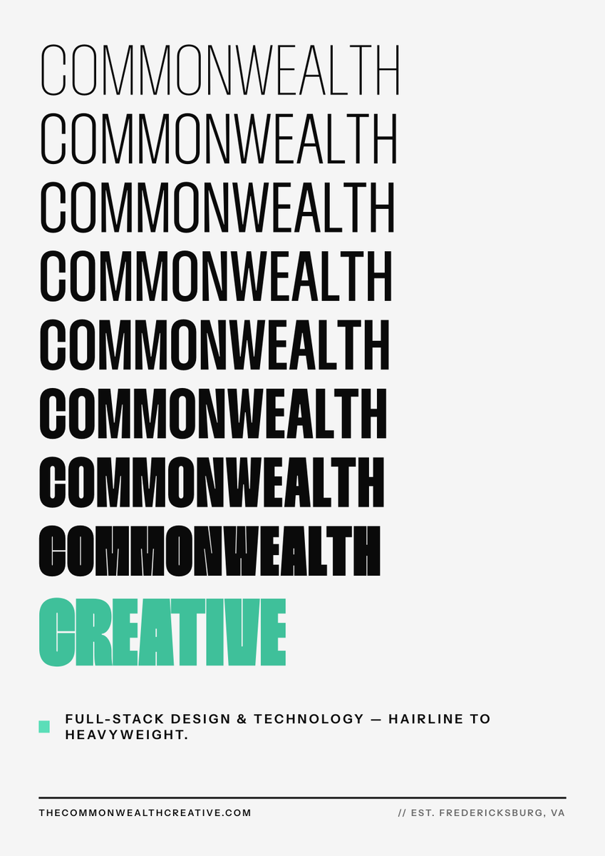 hi_commonwealth's tweet photo. Hairline to heavyweight — full-stack design &amp; technology.
COMMONWEALTH CREATIVE
https://t.co/eTYG9bfjaZ https://t.co/9C4DsxDJLO