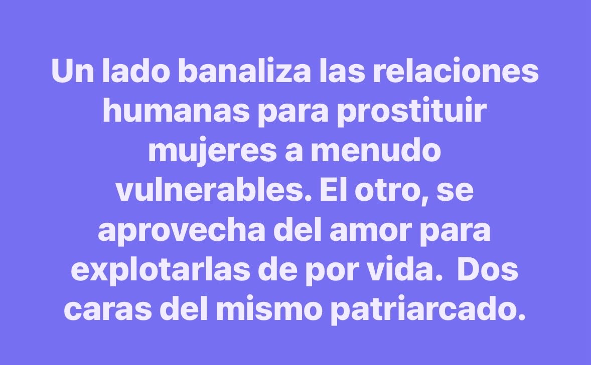 RodrguezAle's tweet photo. ¿Qué reproduce mejor la subordinación de las mujeres: cuando la izquierda neoliberal propone el burdel como empoderamiento o cuando la derecha idealiza amas de casa, que son más bien esclavas de los varones? El feminismo no es adoctrinamiento es una forma ética y crítica de ver. https://t.co/0PhswwNVXs