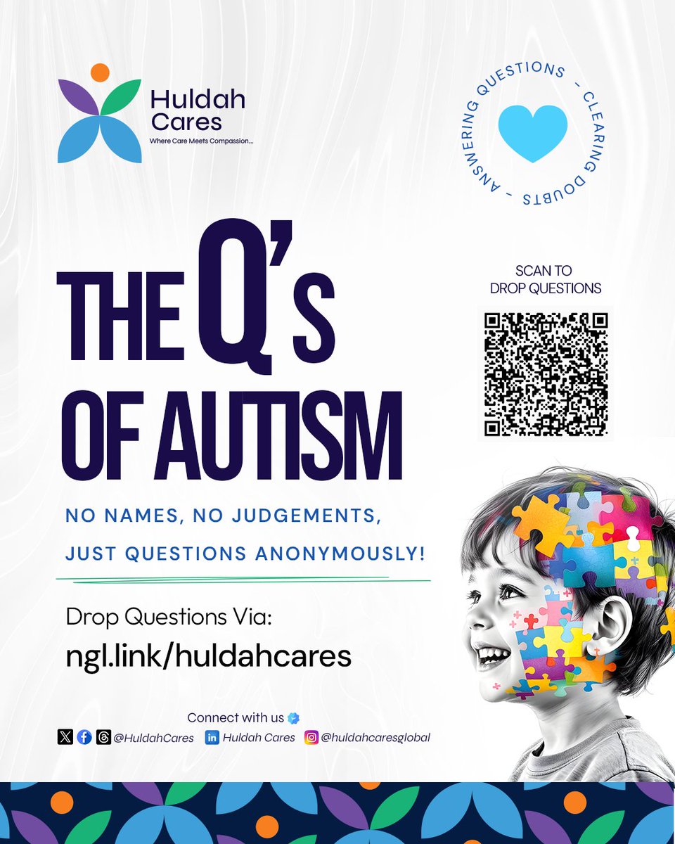 HuldahCares's tweet photo. Your questions matter. 💙

Have questions about autism but don’t know who to ask? Curious, confused, or simply want to learn more?

 Just honest questions asked anonymously.

Drop your questions using the link : 
https://t.co/50RWY1gasc

 #AutismAwareness #HuldahCares #HDC https://t.co/yAtY7GZ1Lq