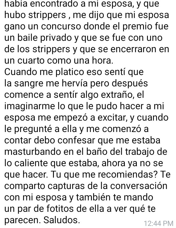 cuckoldmensaje2's tweet photo. 1. Su esposa asistió a una despedida de soltera, y se ganó un concurso, cuyo premio consistía en pasar UNA HORA ENCERRADA EN UNA HABITACIÓN CON UNO DE LOS STRIPPERS 😱🤯🤯
Que crees que pasó adentro de esa habitación? Porque ella se lo ocultó a su marido? https://t.co/knmP0CWMNV
