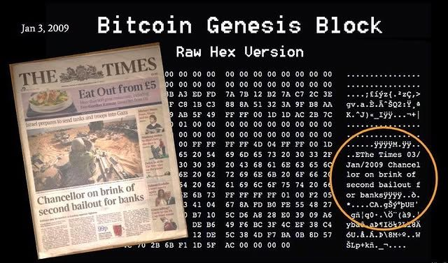 VentureCoinist's tweet photo. Embedded in Bitcoin's Genesis Block which was mined by Satoshi: "The Times 03/Jan/2009 Chancellor on brink of second bailout for banks.”

Cryptographic timestamp reminder that this system does not need bailouts & exists as an alternative to the fragile tradfi system which relies on them.