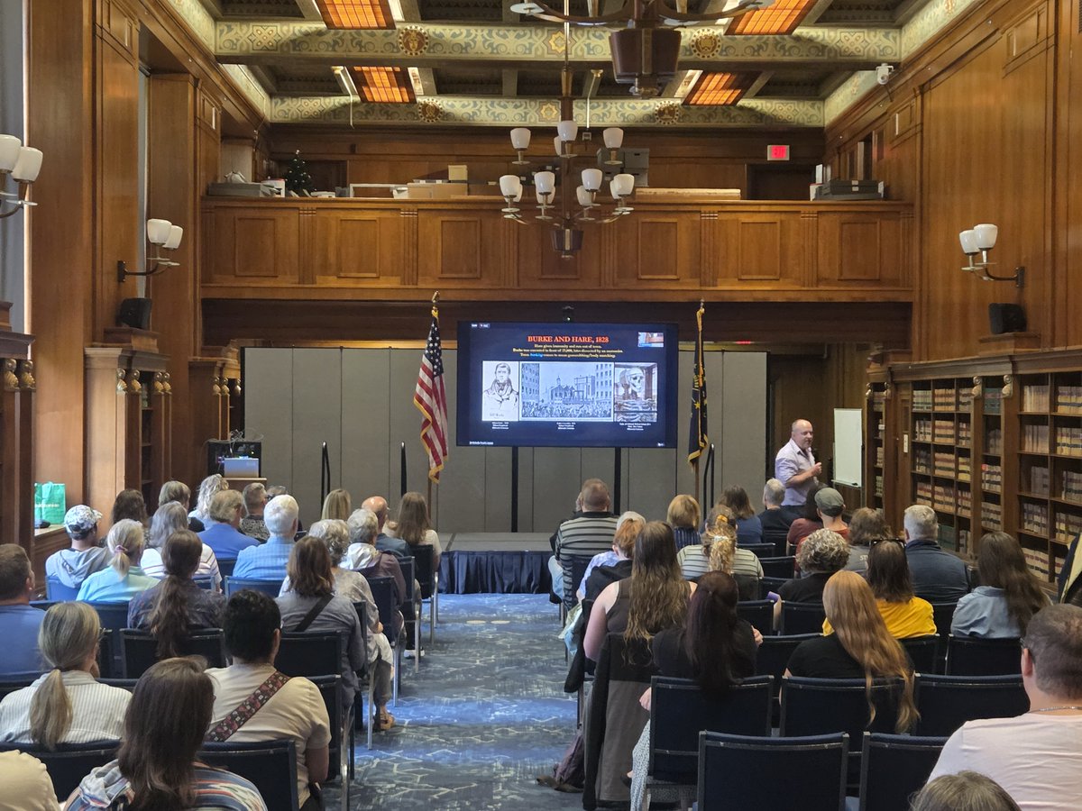 state_library's tweet photo. Thank you to everyone who attended the "Famine of Cadavers" program. Our next Summer Lecture Series program, "Combining Land and Probate Records" will be presented by John Barr, owner of Old Northwest Genealogy, and will take place on Saturday, Aug. 8. https://t.co/yLCoOqQ23I https://t.co/Kz6XIHjpH9