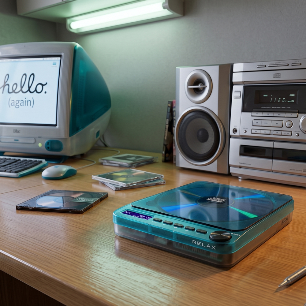 sincere_inc_jp's tweet photo. あの頃に戻りたい…。
レトロフューチャーなCDプレーヤー『RELAX PIXEL TUNES』

カラーコンセプトは「1998年」「希望」「明るい未来」のクリアブルー、「Ray of Light（レイオブライト）」。

クローゼットに眠るあのCDを、もう一度回してみませんか？