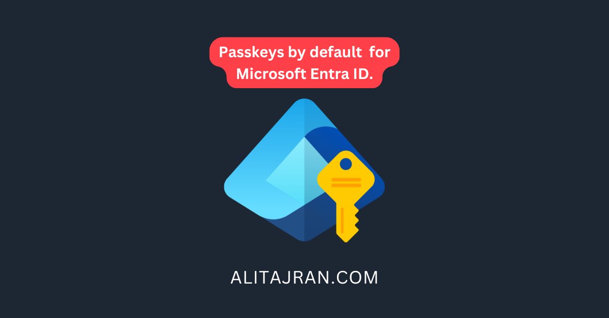 alitajran's tweet photo. Microsoft Entra makes Passkeys the default authentication method and retires Microsoft-provided SMS and voice authentication!

Passkeys will become the default authentication experience in Microsoft Entra on September 1, 2026. Telecom-based methods (SMS and voice) will transition to customer-configured providers through the Microsoft Security Store.

𝗥𝗼𝗹𝗹𝗼𝘂𝘁 𝘀𝗰𝗵𝗲𝗱𝘂𝗹𝗲:

September 1, 2026:

• Rollout begins. Changes may take time to reach all tenants and will be deployed gradually.
• Passkeys will be automatically enabled for users currently enabled for SMS or voice.
• Registration Campaign will be set to Microsoft-Managed targeting passkeys for all users in eligible tenants.
• Users will be prompted to register a passkey during MFA sign-in; users will be able to skip.

September 18th, 2026:

• Review the telecom providers and related information available through the Microsoft Security Store to evaluate which option best meets your regional and compliance requirements.

October 30, 2026:

• Customers who need to continue to use SMS or voice will be able to choose from a list of telecom providers available through the Microsoft Security Store.

February 1, 2027:

• Microsoft-provided SMS and voice authentication will be retired.
• Only customer-configured telecom providers will support SMS and voice going forward.
• Passkeys become the default, recommended authentication method.
• If no action is taken, tenants relying only on Microsoft-provided SMS or voice may experience sign-in disruptions after February 1, 2027.

Read more:
https://t.co/QDcJfatgaI

Passkeys are included in all Microsoft Entra plans, so making this critical security change comes at NO ADDITIONAL COST for you.

#MicrosoftEntra #Microsoft365 #Cybersecurity