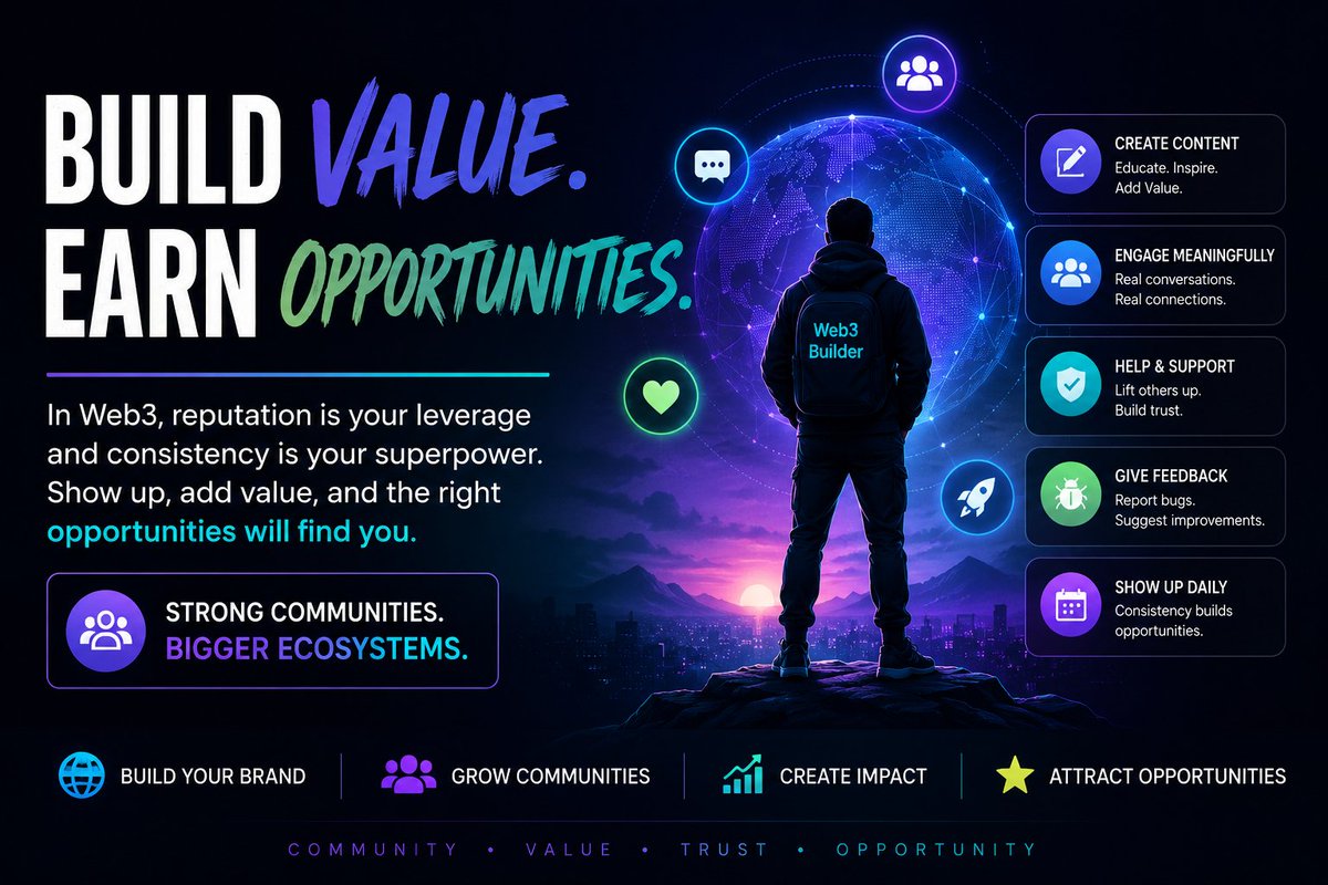 Shamsu180's tweet photo. ALPHA TO WEB3 JOBS SEEKERS👇

Web3 projects don't have a hiring problem.

They have a trust problem.

Anyone can claim to be a moderator, ambassador, or community manager.

Very few can prove they create value.

If you're looking for a Web3 job, stop chasing roles for a moment.

Start doing these instead👇👇

1. Share educational content consistently.
2. Help community members without expecting rewards.
3. Write thoughtful feedback on products.
4. Join conversations that matter.
5. Build your personal brand in public.

Projects don't just hire skills.

They hire people they've seen adding value over time.

Your next Web3 opportunity won't come from sending 100 DMs.

It will come from the reputation you build before the opportunity appears.

Build trust first. The roles will follow. 🚀

Do you agree, or do you think networking matters more than consistency?