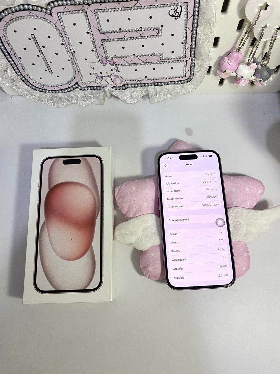 siyeyun's tweet photo. wts/want to sell
iphone 15 128gb pink

• battery health 86%
• lengkap box &amp; charger 
• tombol aman semua
• kamera depan &amp; belakang jernih
• ex digimap
• free cases

price 9,8 jt boleh nego 
dm for details🫶🏻

#zonauang #jualiphone #wtb https://t.co/OzOzaLkdCu
