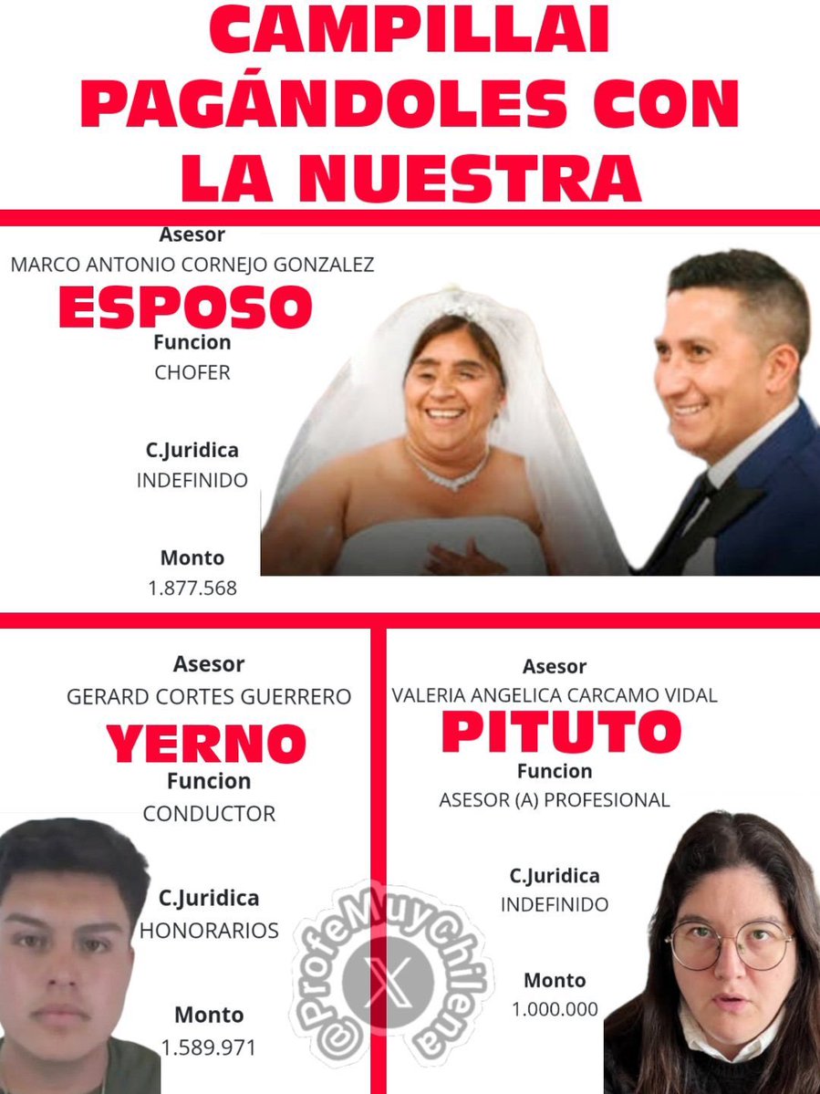 PCR0001's tweet photo. Valeria Carcamo es asesora de Campillai, creo que como mínimo debió revisar ese contrato con el yerno y dar las alertas rojas https://t.co/7ajo8zzyi8