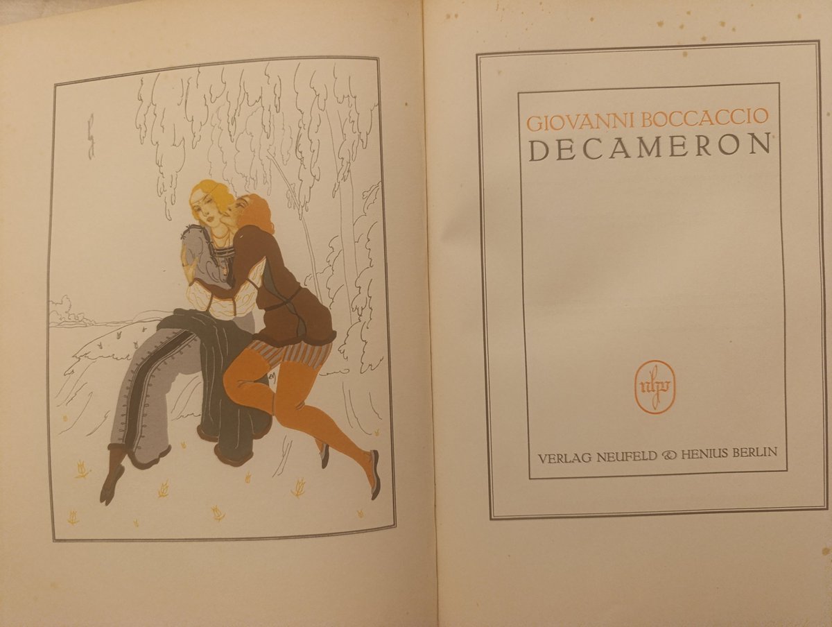 rautenklause's tweet photo. Interessantes aus meinen #Bücherregalen (ohne langes Suchen)
#Boccaccio: #Decamaron (Neufeld & Henius, Berlin 1924). Ungekürzte Ausgabe.
Illustrationen von Lucian Zabel, durchsehen, überarbeitet und ergänzt von #Klabund https://t.co/Ku7AAXqe3S